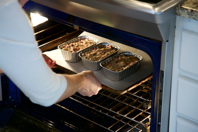 Cranberry Bread Mini Loaves in Oven